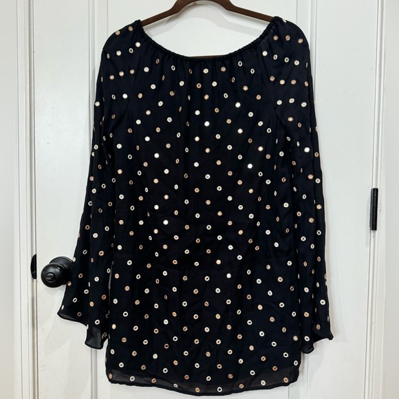 HAUTE HIPPIE MIRROR EMBELLISHED FLARE SLEEVE MINI DRESS - Picture 5 of 8